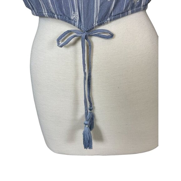 American Eagle Cutwork Floral Embroidered Ruffled Off The Shoulder Crop Top LG - Picture 3 of 10